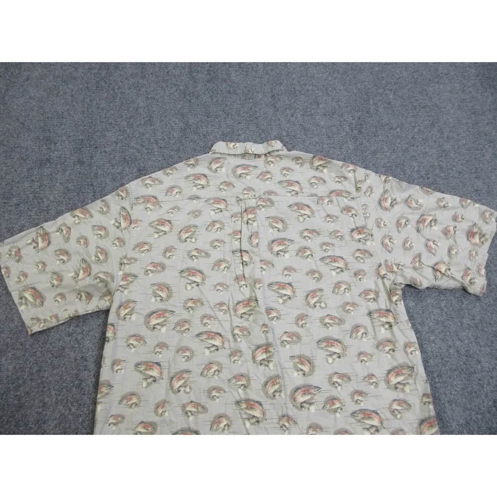 Columbia Shirt‎ Mens Medium Fish Print Short Sleeve Button Up Outdoors Fishing